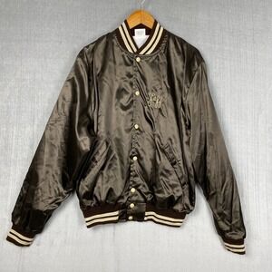 Vtg 70s Birdie Satin Bomber Jacket Mens L Cincinatti WGUC Radio Varsity USA Made